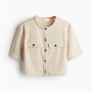 H&M SHORT-SLEEVED BOUCLÉ CARDIGAN